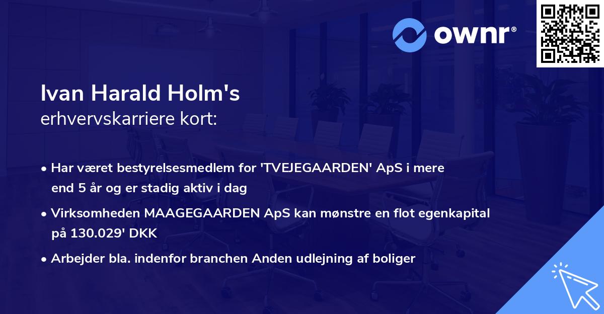 Ivan Harald Holm's erhvervskarriere kort