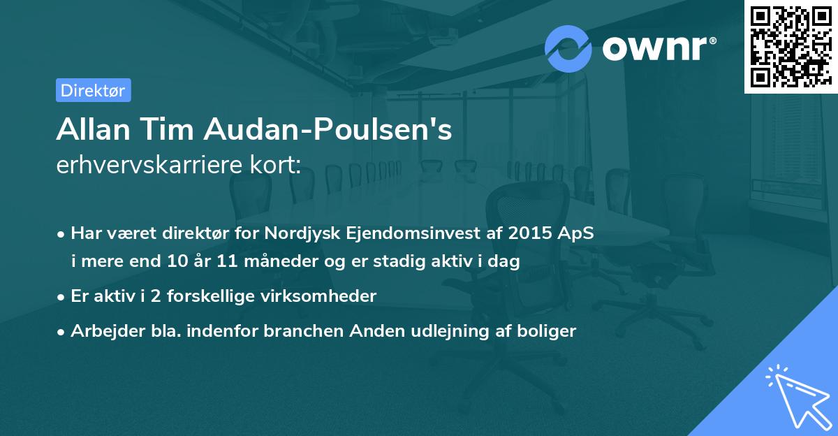 Allan Tim Audan-Poulsen's erhvervskarriere kort