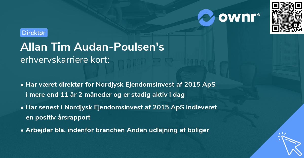 Allan Tim Audan-Poulsen's erhvervskarriere kort