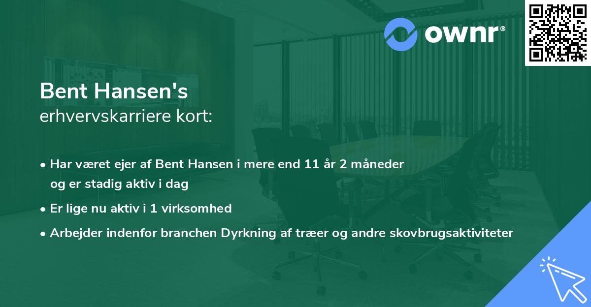Bent Hansen's erhvervskarriere kort