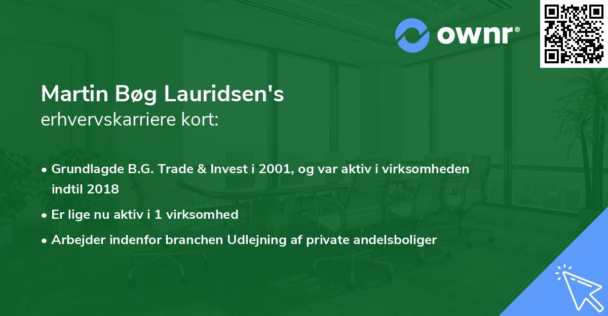 Martin Bøg Lauridsen's erhvervskarriere kort