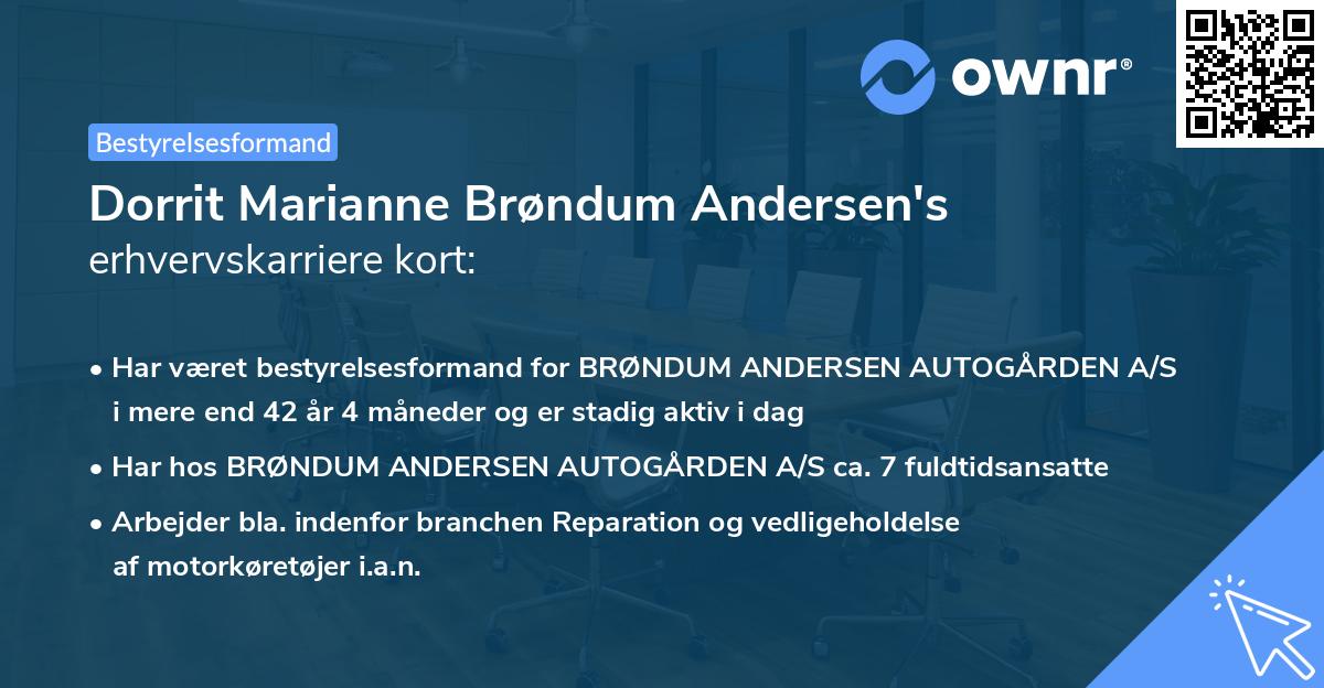 Dorrit Marianne Brøndum Andersen's erhvervskarriere kort