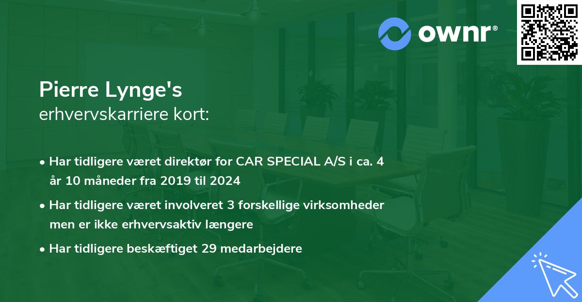Pierre Lynge's erhvervskarriere kort