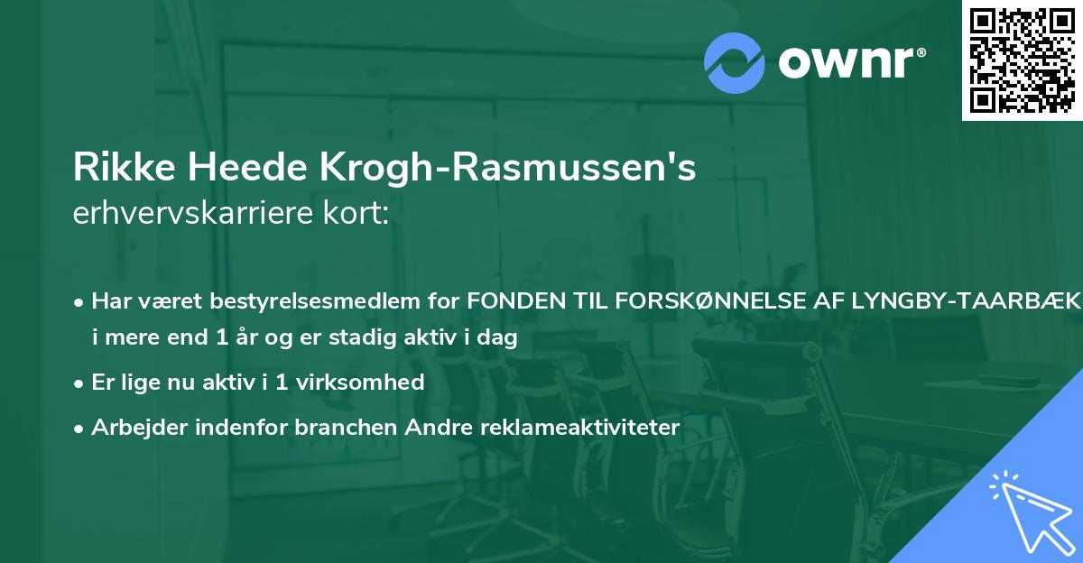 Rikke Heede Krogh-Rasmussen's erhvervskarriere kort