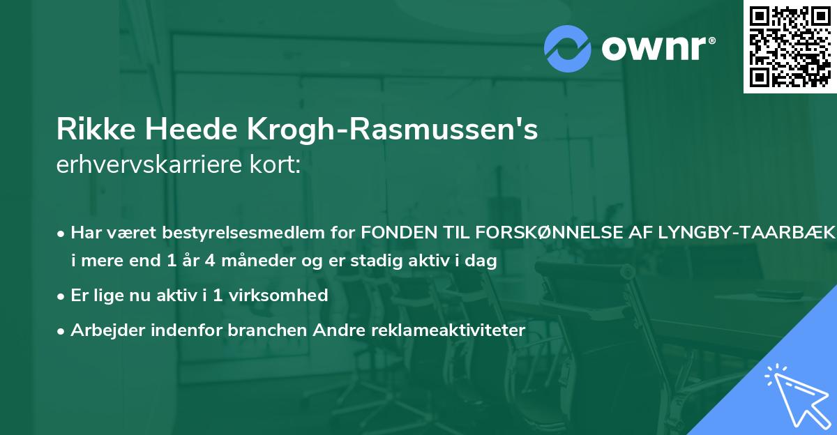 Rikke Heede Krogh-Rasmussen's erhvervskarriere kort