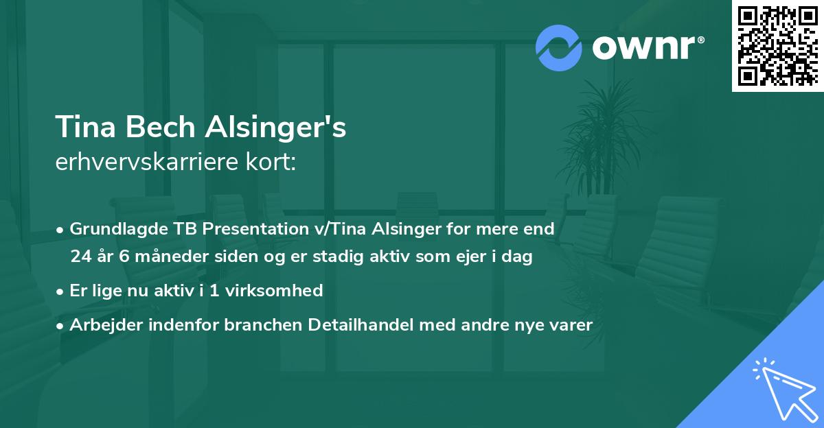Tina Bech Alsinger's erhvervskarriere kort