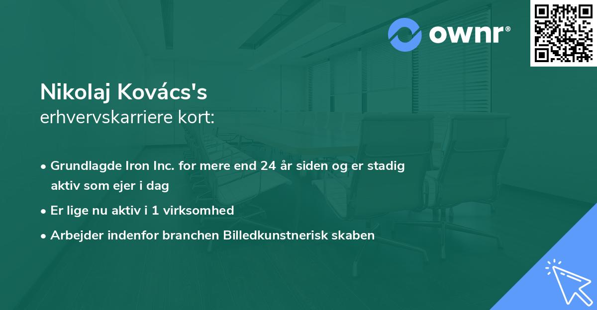 Nikolaj Kovács's erhvervskarriere kort