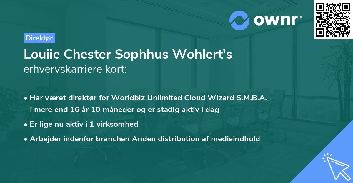 Louiie Chester Sophhus Wohlert's erhvervskarriere kort