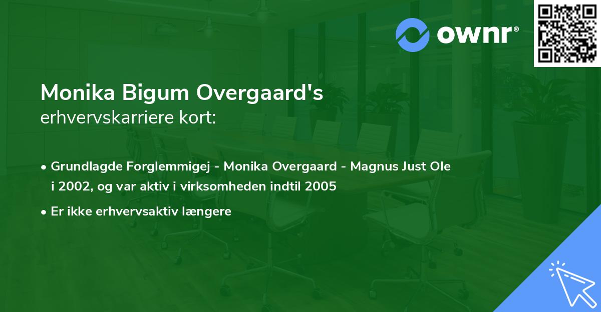 Monika Bigum Overgaard's erhvervskarriere kort