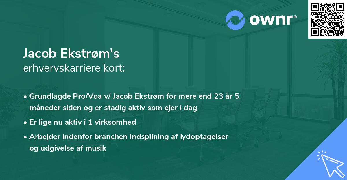 Jacob Ekstrøm's erhvervskarriere kort