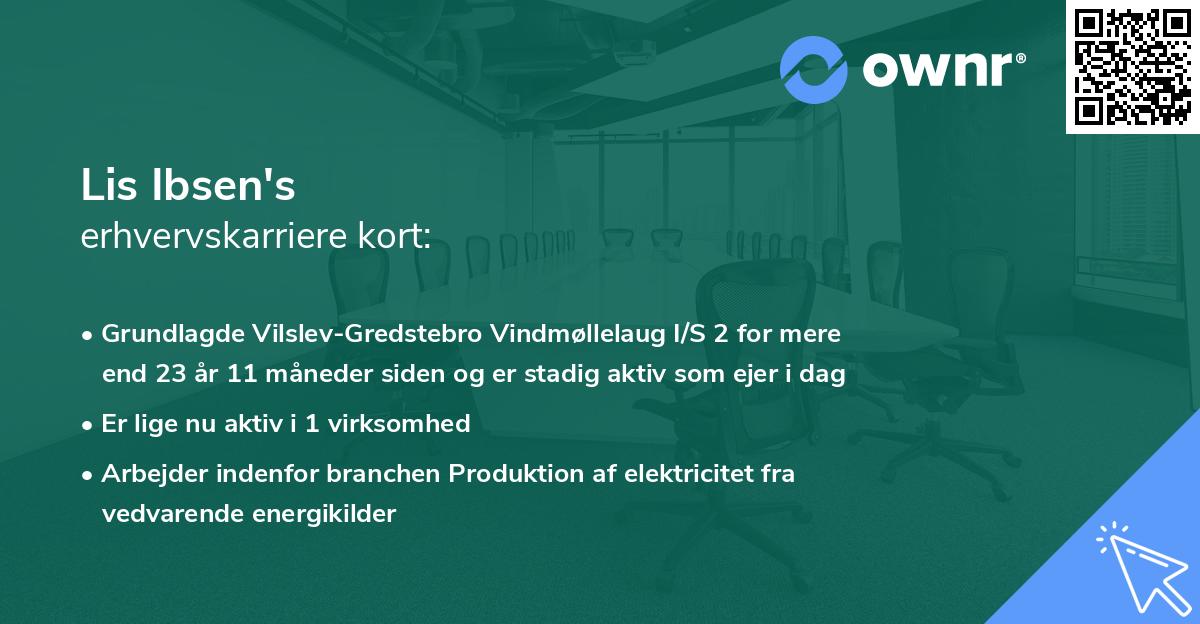 Lis Ibsen's erhvervskarriere kort
