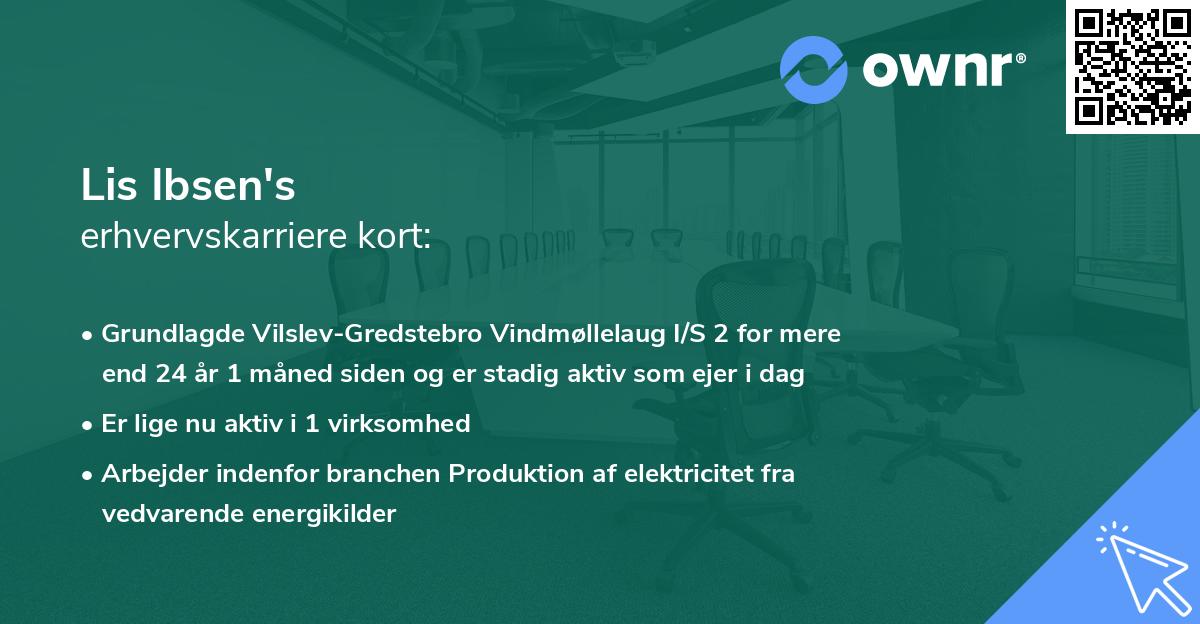 Lis Ibsen's erhvervskarriere kort