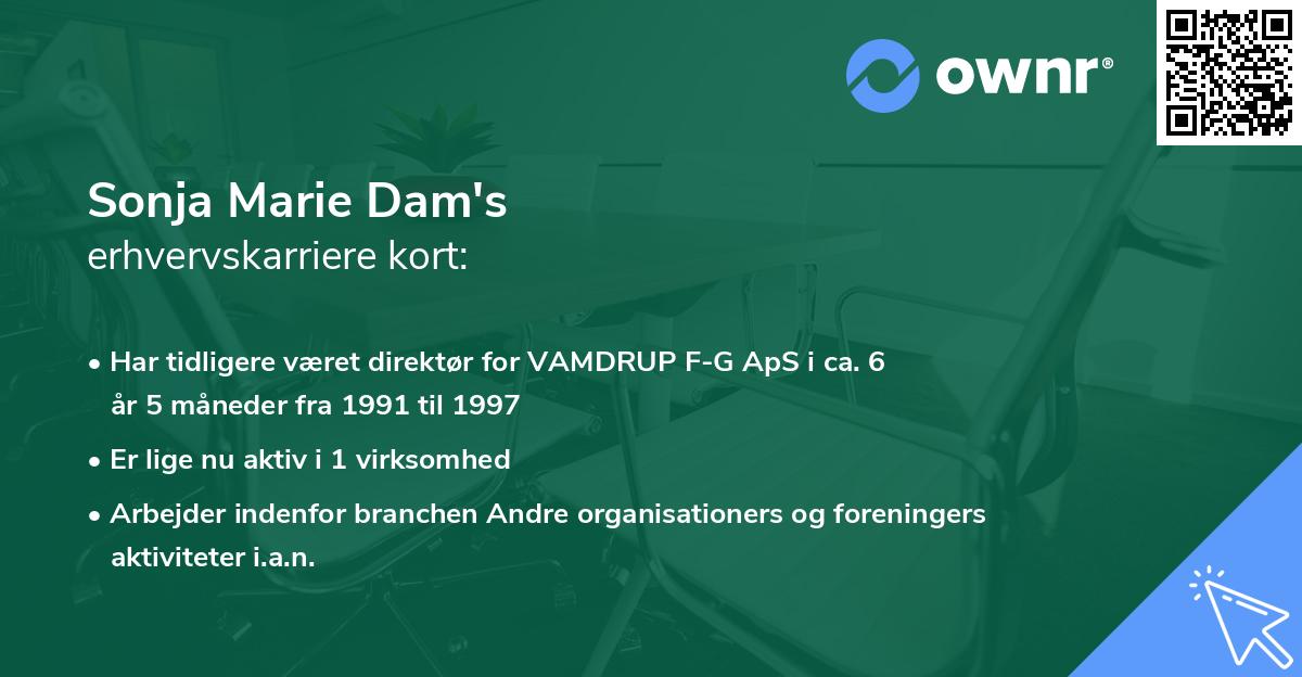 Sonja Marie Dam's erhvervskarriere kort