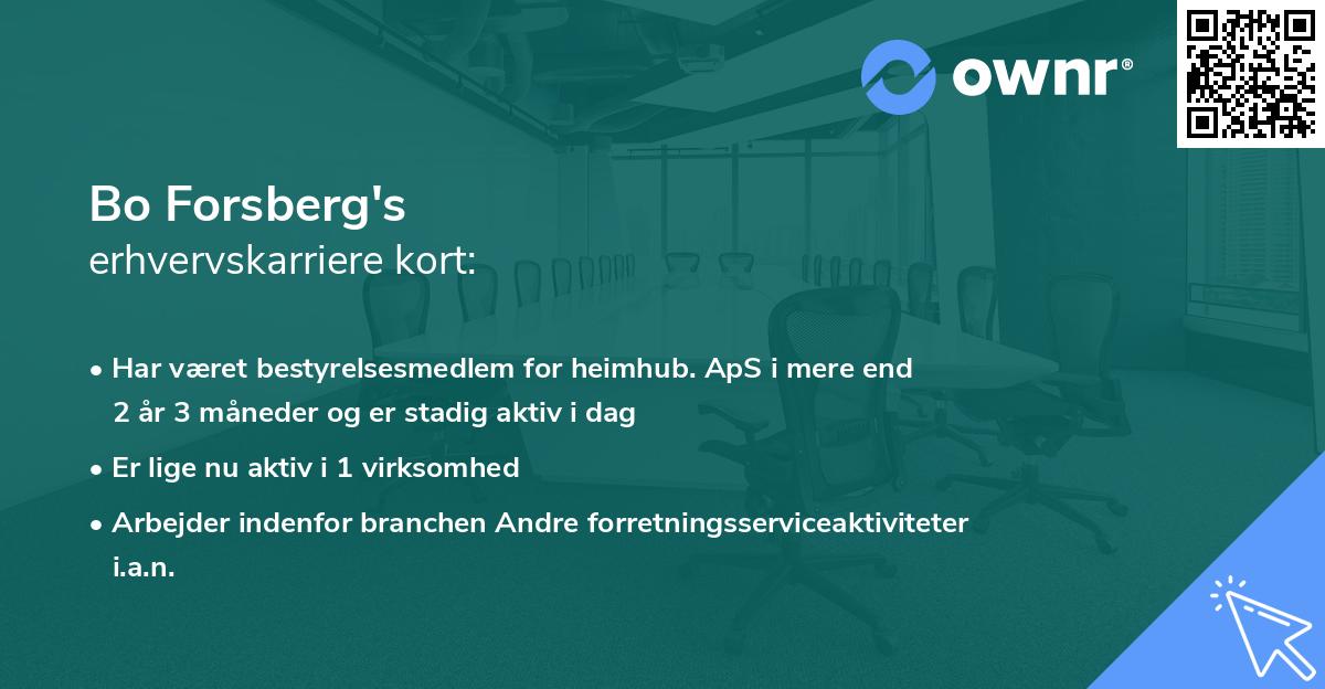 Bo Forsberg's erhvervskarriere kort