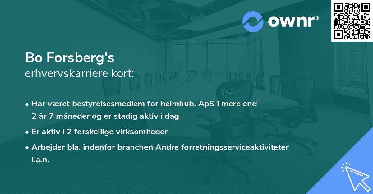 Bo Forsberg's erhvervskarriere kort
