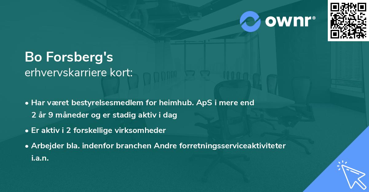 Bo Forsberg's erhvervskarriere kort