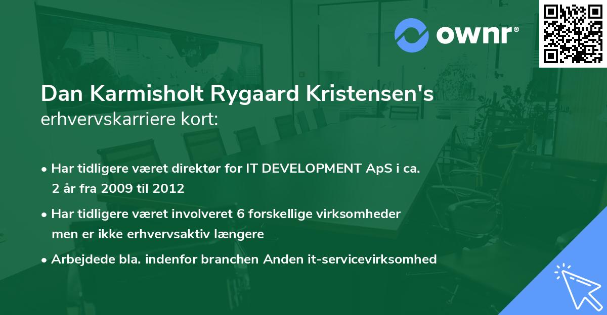 Dan Karmisholt Rygaard Kristensen's erhvervskarriere kort