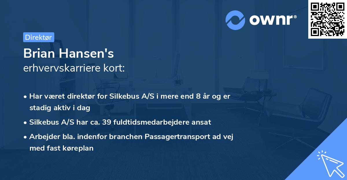 Brian Hansen's erhvervskarriere kort