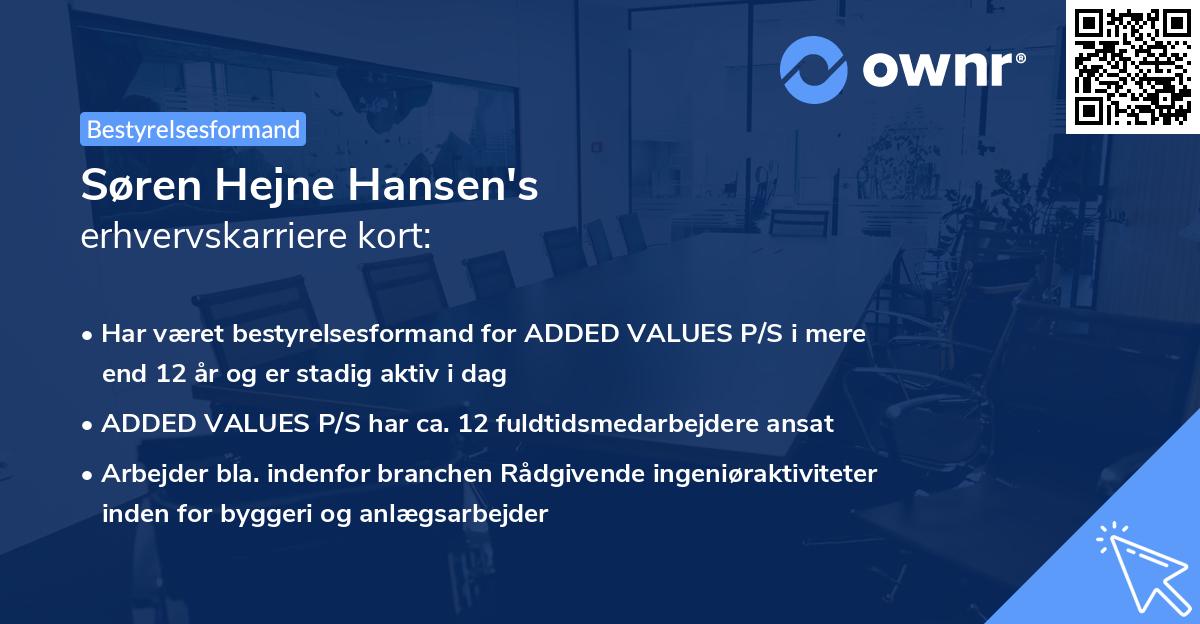 Søren Hejne Hansen's erhvervskarriere kort
