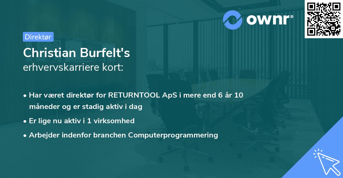 Christian Burfelt's erhvervskarriere kort