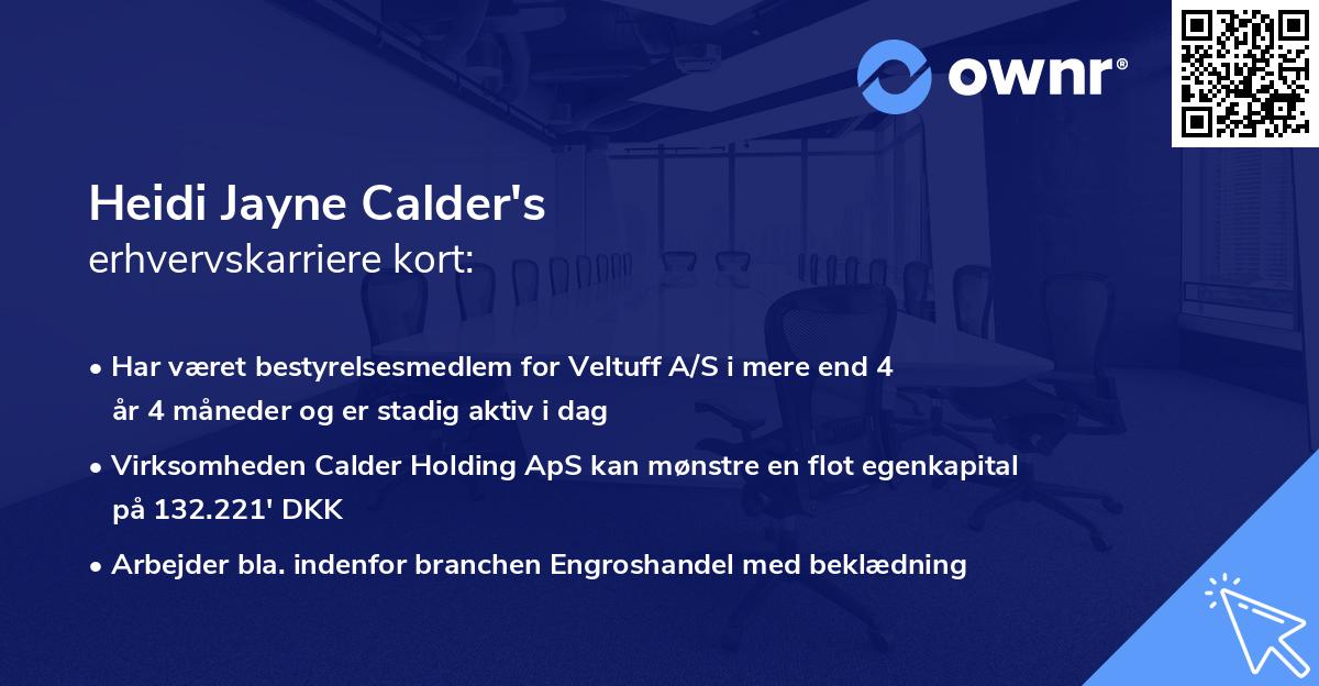 Heidi Jayne Calder's erhvervskarriere kort