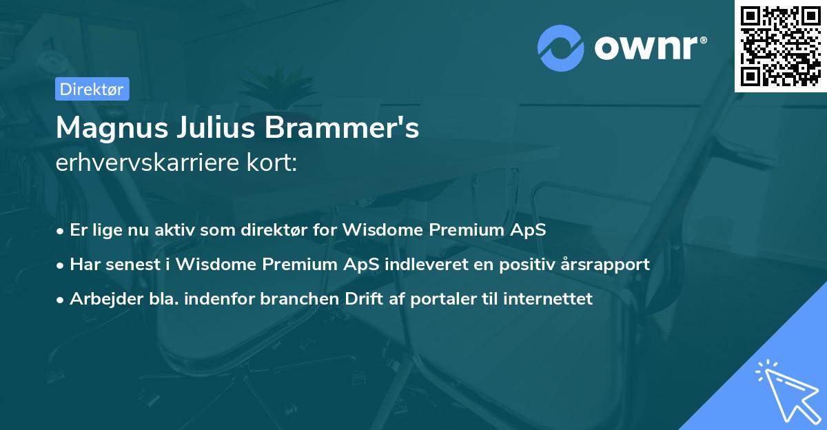 Magnus Julius Brammer's erhvervskarriere kort