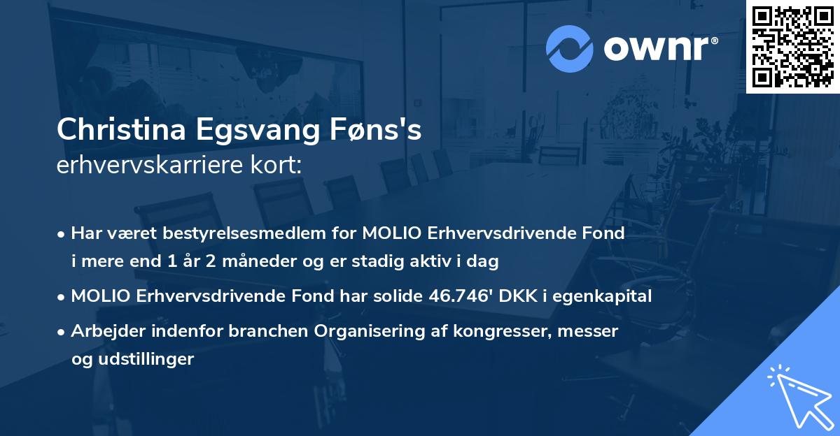 Christina Egsvang Føns's erhvervskarriere kort