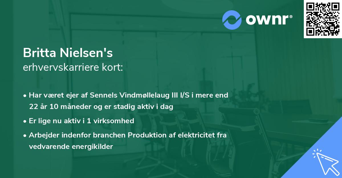 Britta Nielsen's erhvervskarriere kort