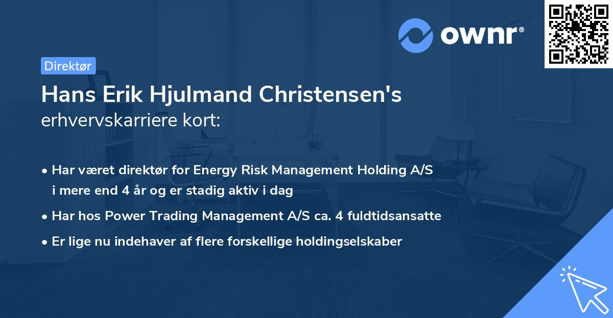 Hans Erik Hjulmand Christensen's erhvervskarriere kort