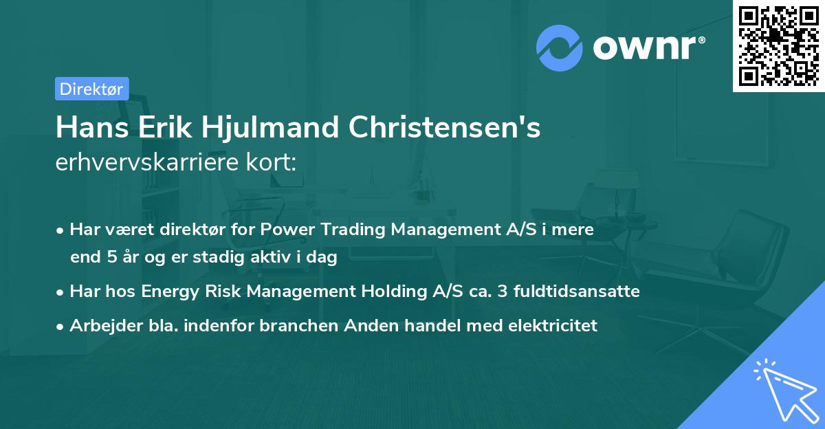Hans Erik Hjulmand Christensen's erhvervskarriere kort