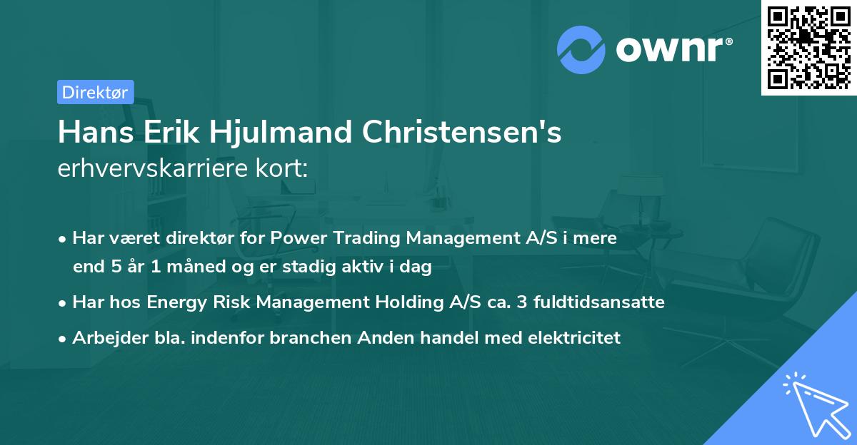 Hans Erik Hjulmand Christensen's erhvervskarriere kort