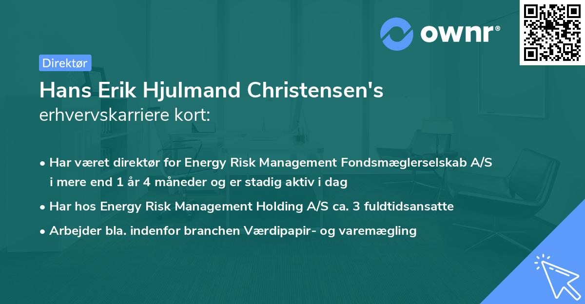 Hans Erik Hjulmand Christensen's erhvervskarriere kort