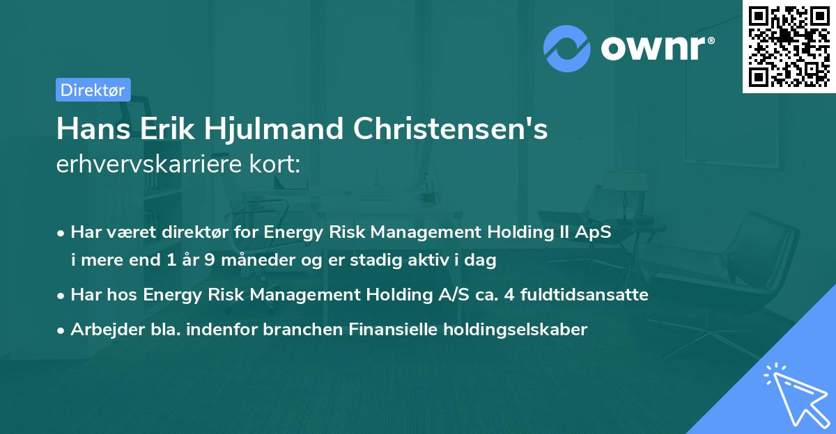 Hans Erik Hjulmand Christensen's erhvervskarriere kort