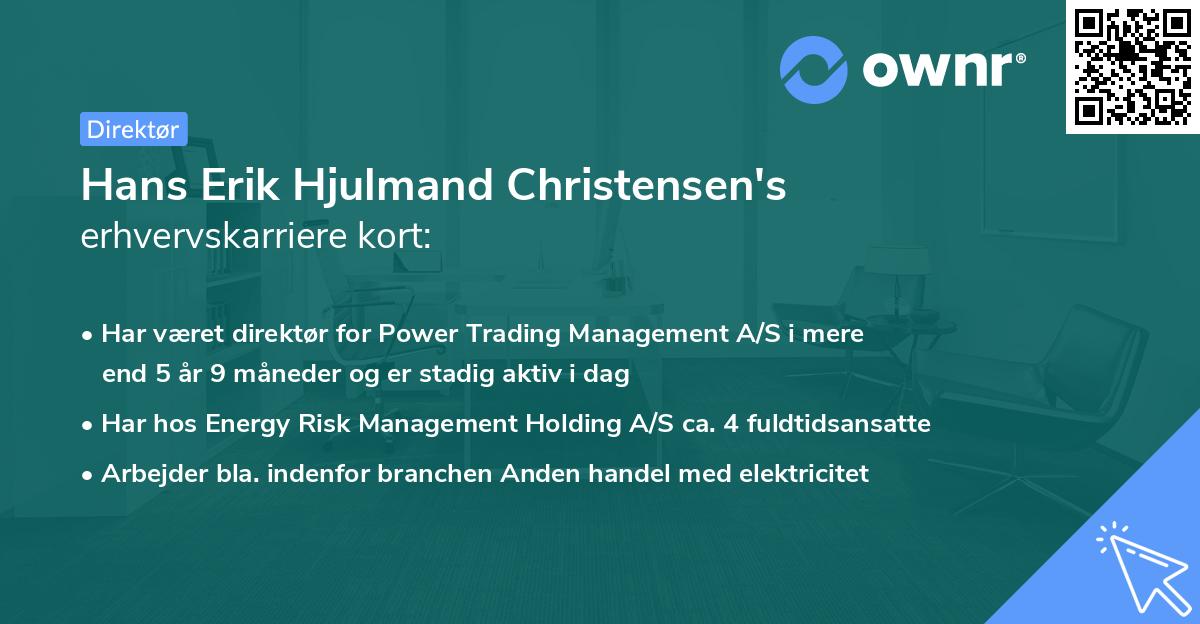 Hans Erik Hjulmand Christensen's erhvervskarriere kort