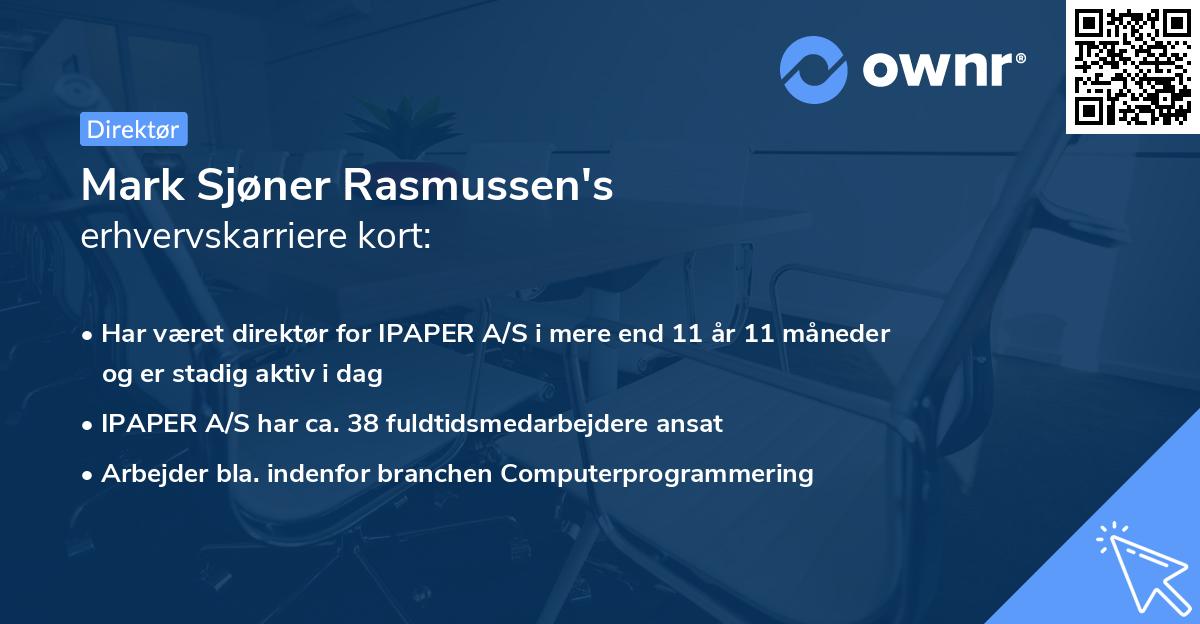 Mark Sjøner Rasmussen's erhvervskarriere kort