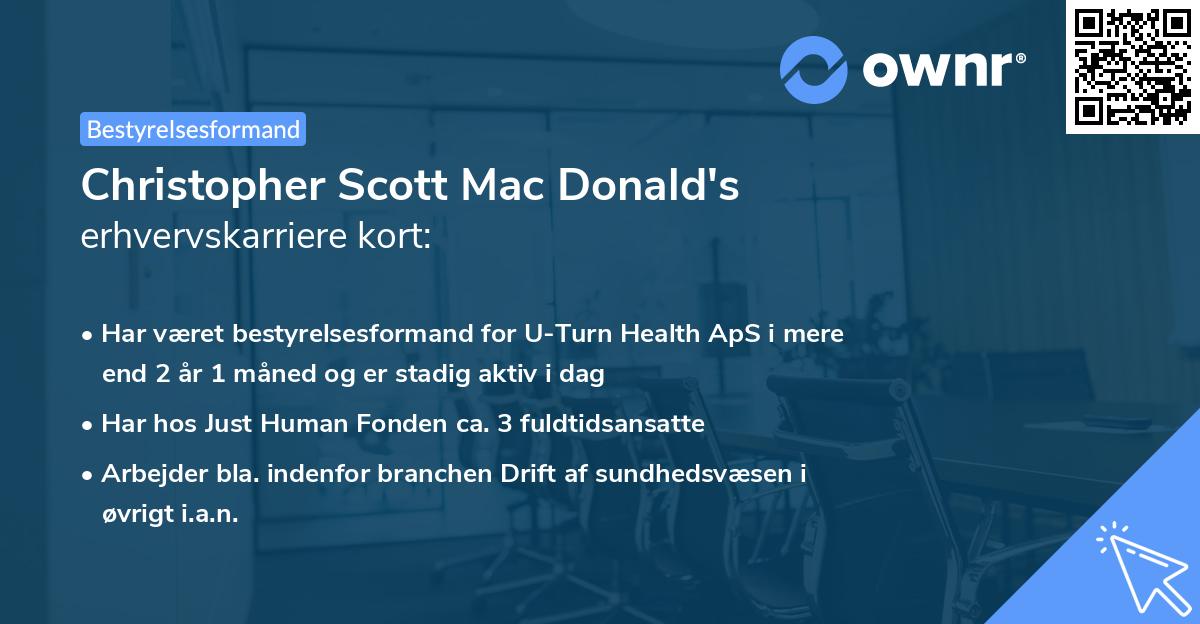 Christopher Scott Mac Donald's erhvervskarriere kort
