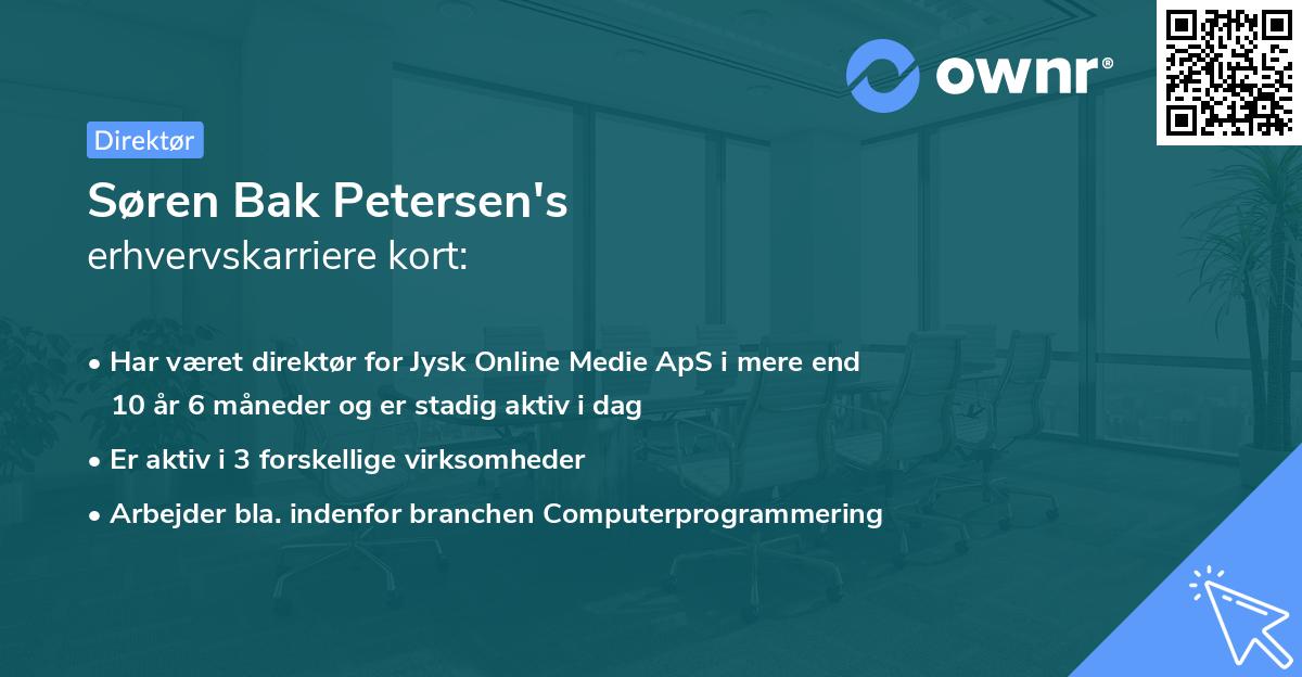 Søren Bak Petersen's erhvervskarriere kort