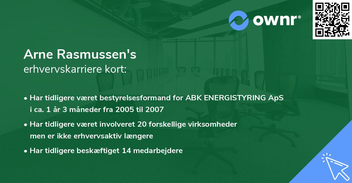 Arne Rasmussen's erhvervskarriere kort