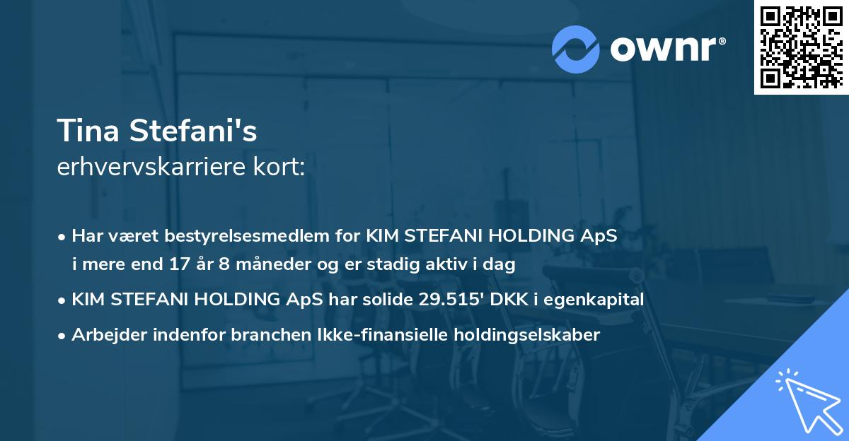 Tina Stefani's erhvervskarriere kort