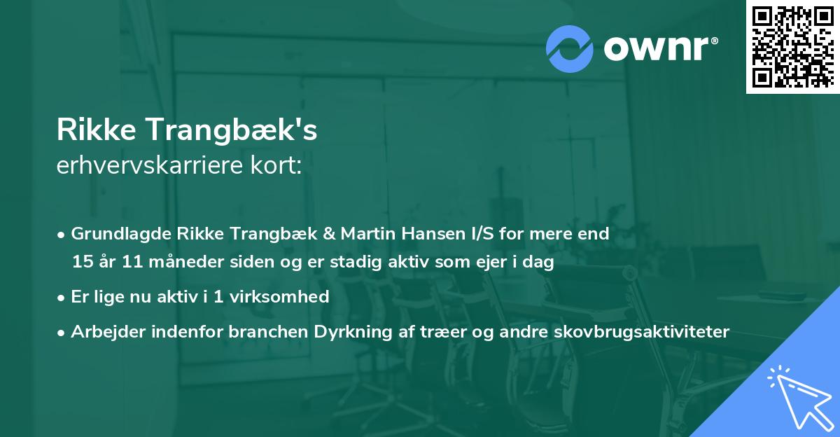 Rikke Trangbæk's erhvervskarriere kort