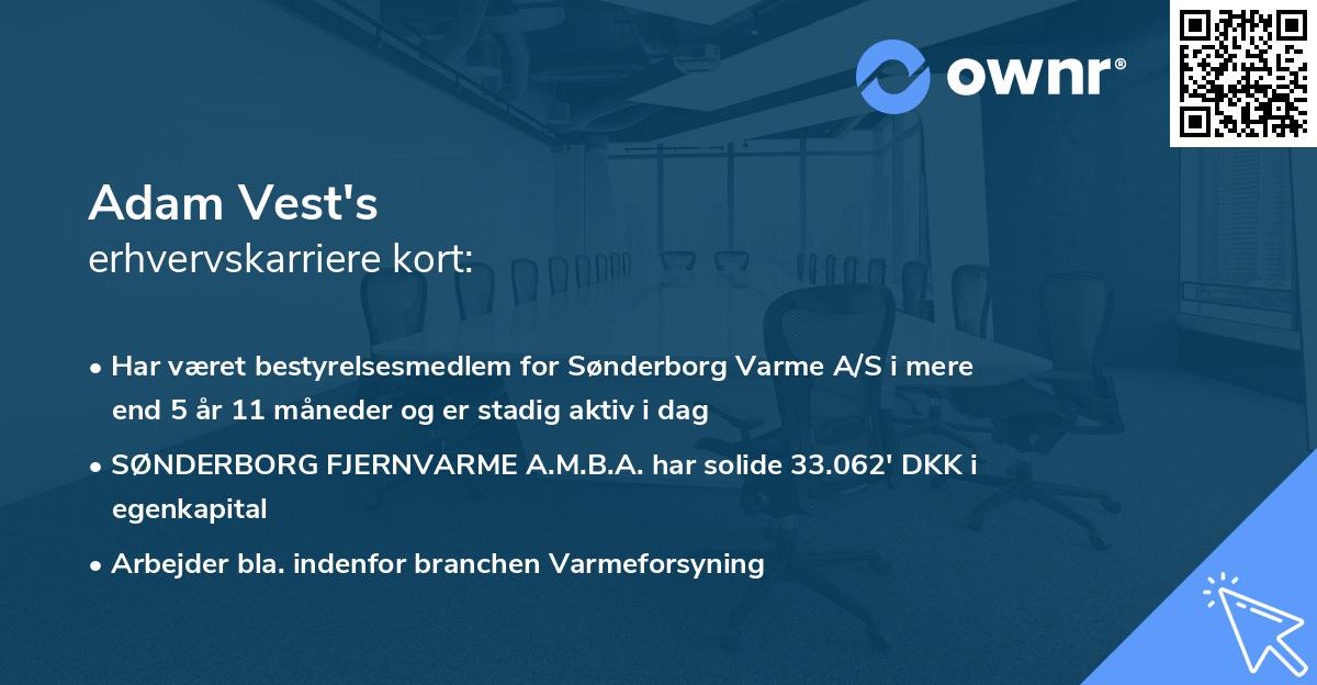 Adam Vest's erhvervskarriere kort