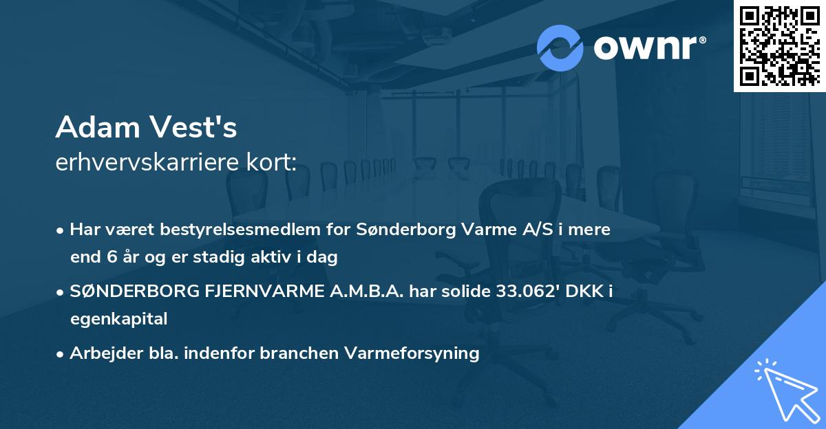 Adam Vest's erhvervskarriere kort