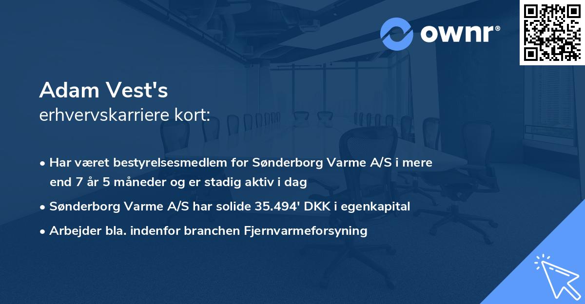 Adam Vest's erhvervskarriere kort