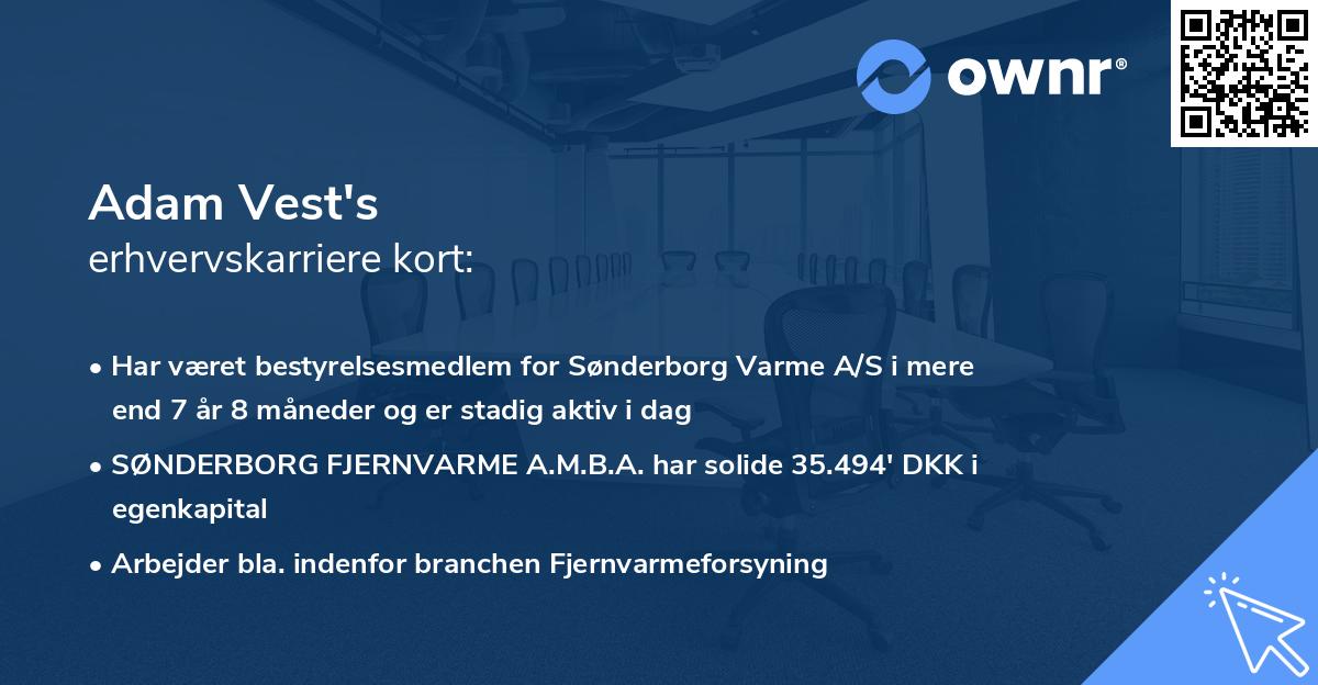 Adam Vest's erhvervskarriere kort