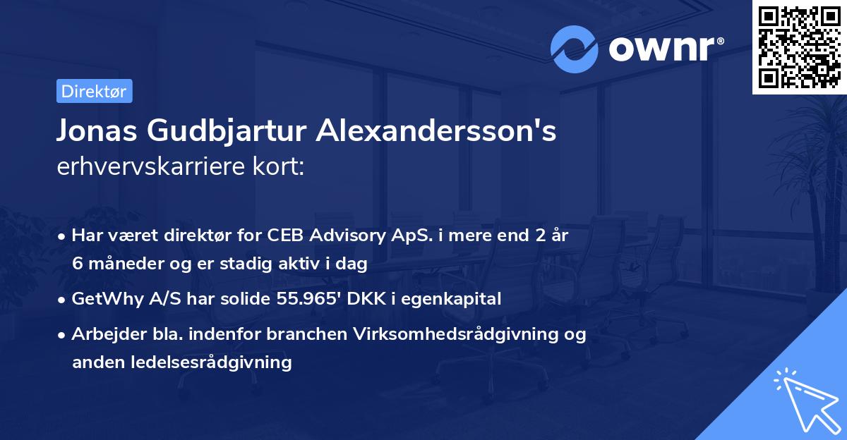 Jonas Gudbjartur Alexandersson's erhvervskarriere kort