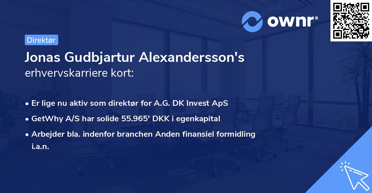 Jonas Gudbjartur Alexandersson's erhvervskarriere kort