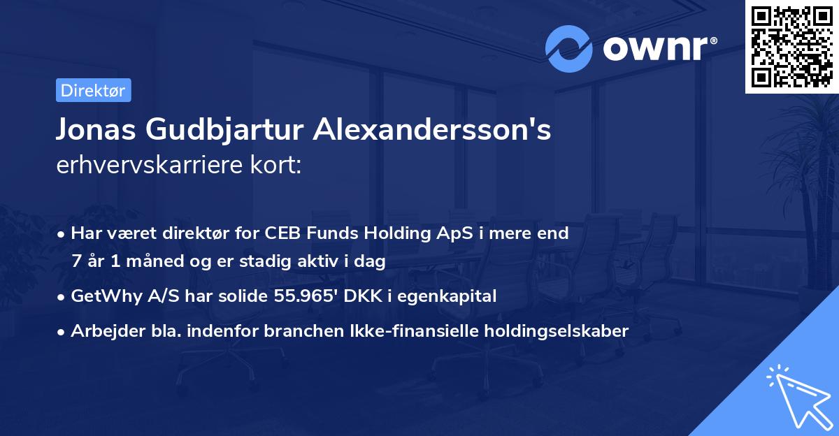 Jonas Gudbjartur Alexandersson's erhvervskarriere kort
