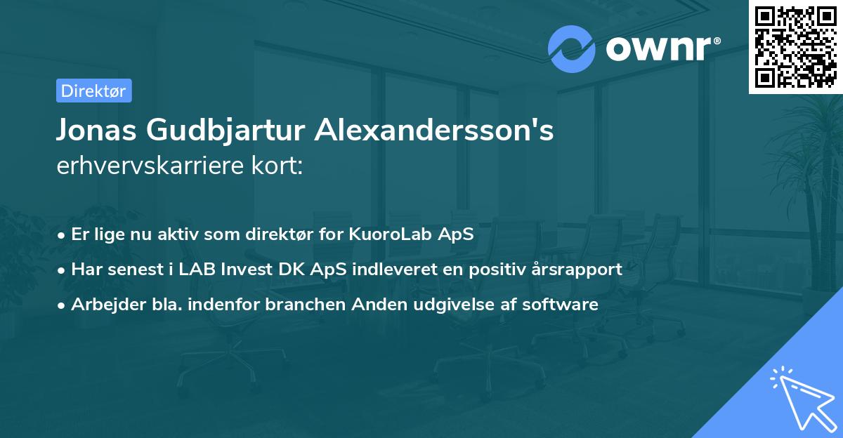 Jonas Gudbjartur Alexandersson's erhvervskarriere kort