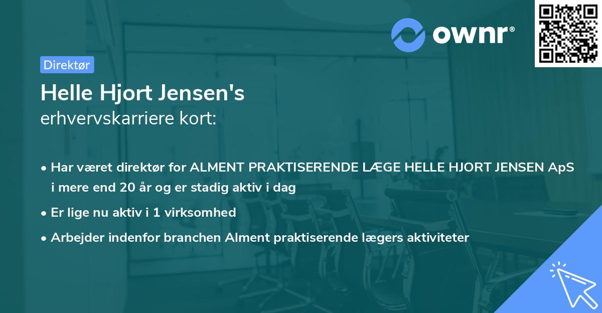 Helle Hjort Jensen's erhvervskarriere kort