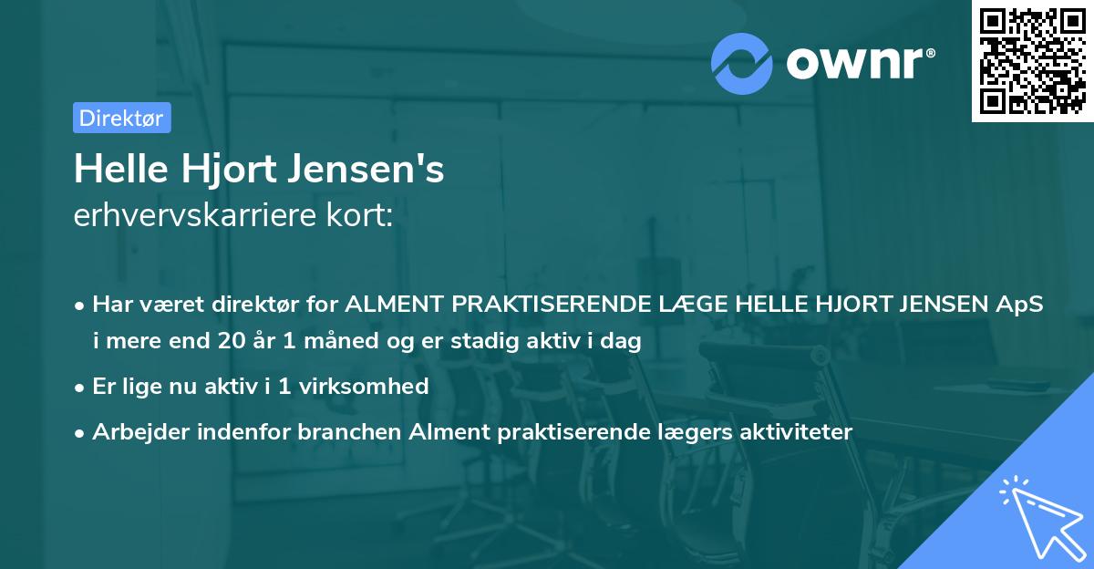 Helle Hjort Jensen's erhvervskarriere kort